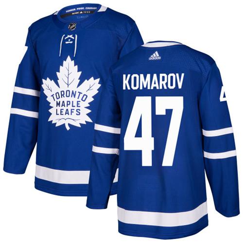 Adidas Maple Leafs #47 Leo Komarov Blue Home Authentic Stitched NHL Jersey - Click Image to Close